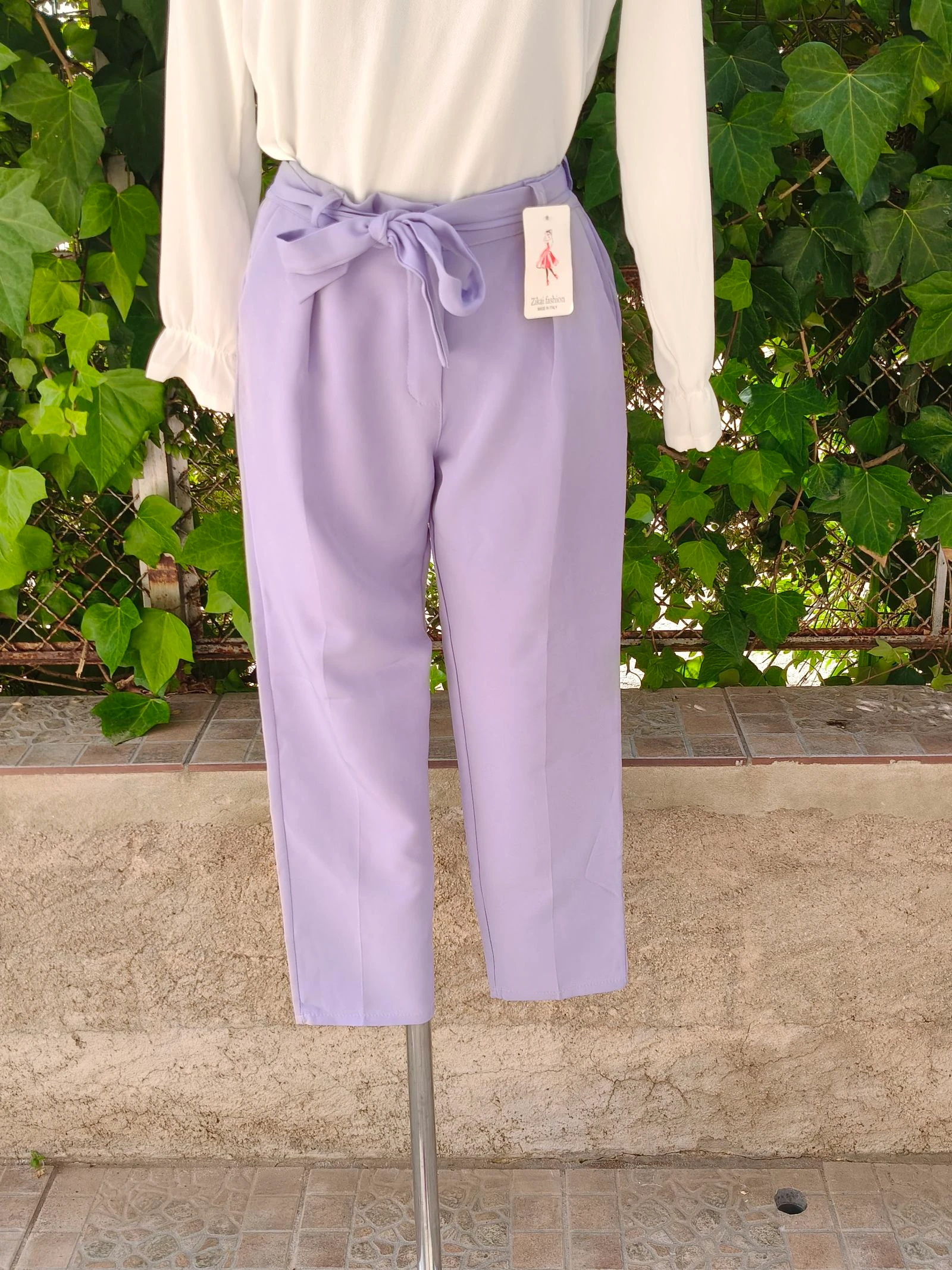 Pantalón de vestir morado lila con lazo – photo 2
